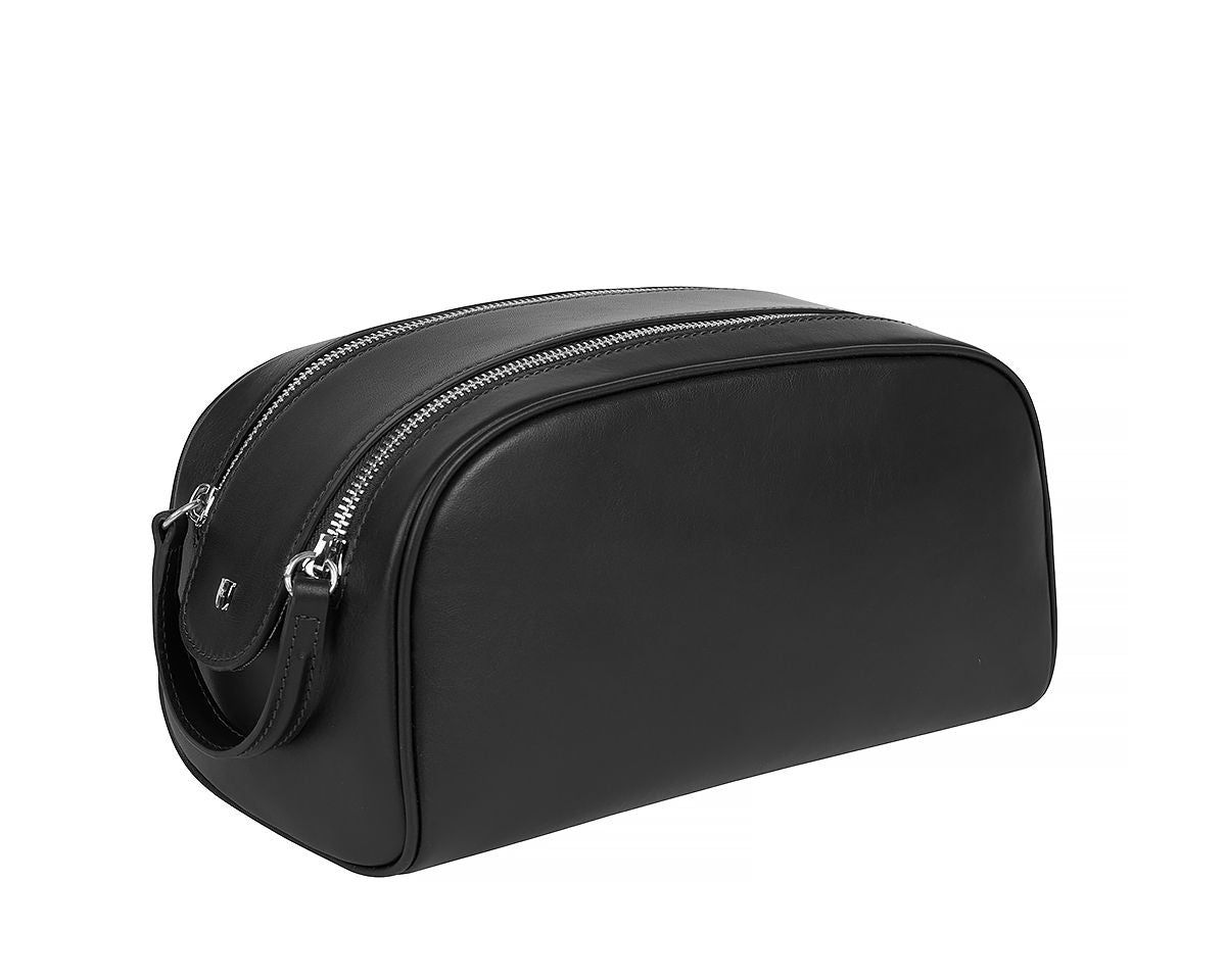 Hakiki deri el yapımı seyahat makyaj çantası, kaliteli ve estetik bir yolculuk arkadaşıdır.