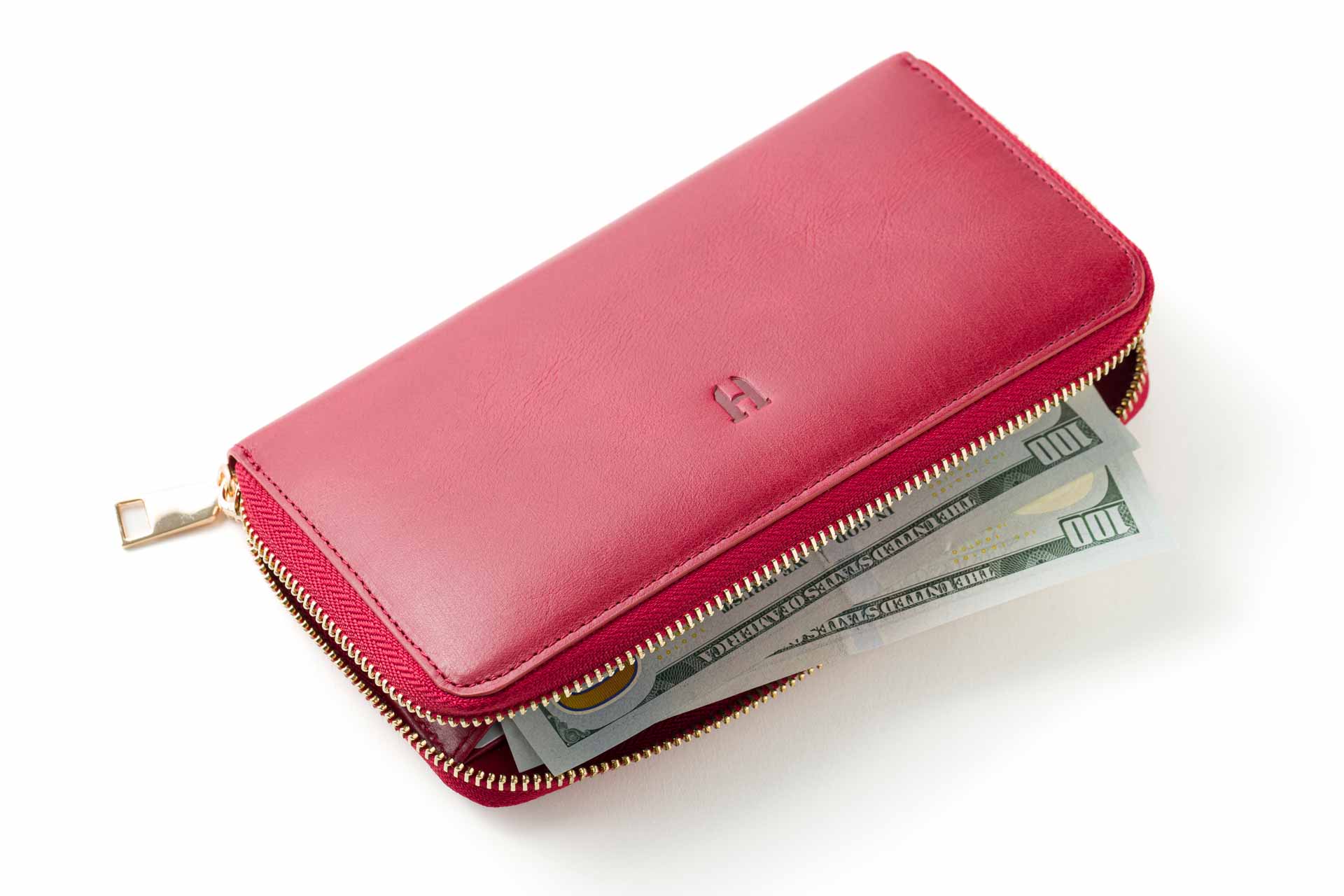 Hakiki deri, RFID korumalı fermuarlı kadın cüzdanı, fonksiyonel ve şık.