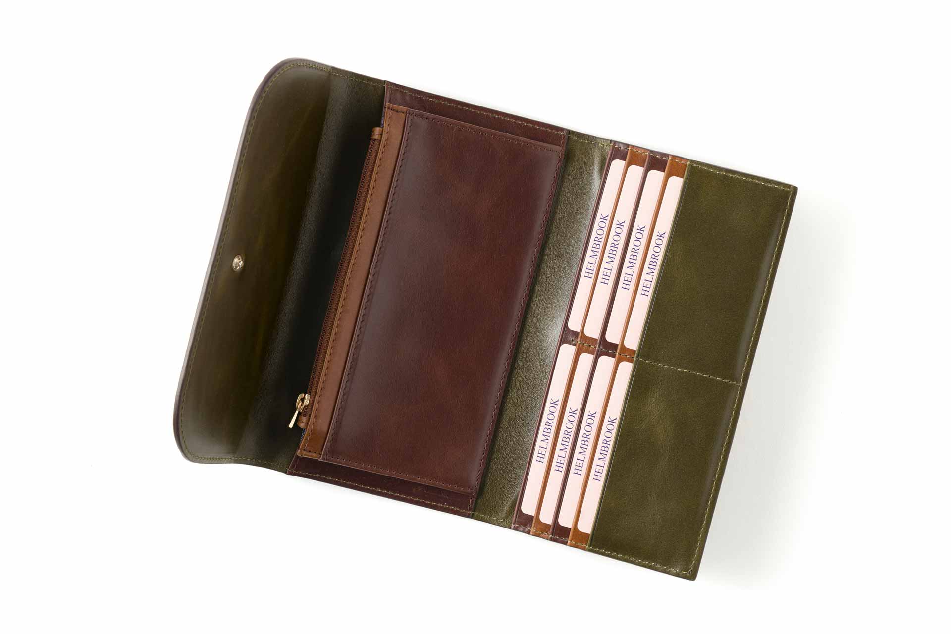 Hakiki deri fermuarlı RFID korumalı kadın cüzdan, zarif ve güvenli.