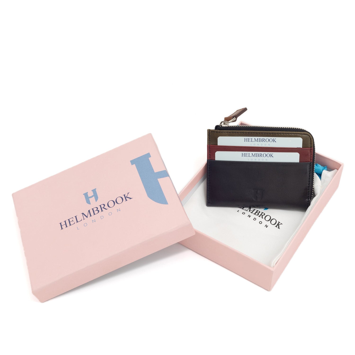 Helmbrook kaliteli erkek deri RFID korumalı fermuarlı kartlık, modern tasarımıyla güvenliği artırır.