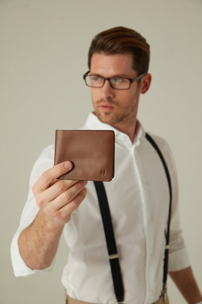 Eldridge El Yapımı Erkek Deri Cüzdan – RFID Korumalı, Çok Bölmeli