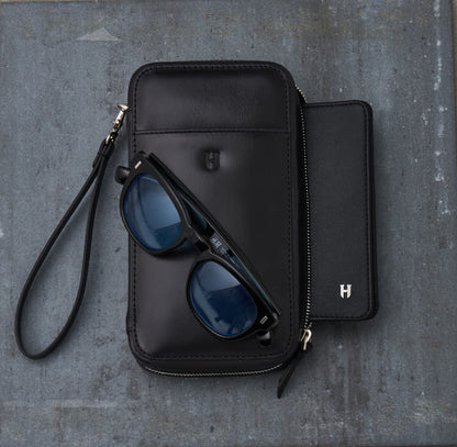 Carlyle Fermuarlı Deri Çanta – Ön Cepli, Bileklikli