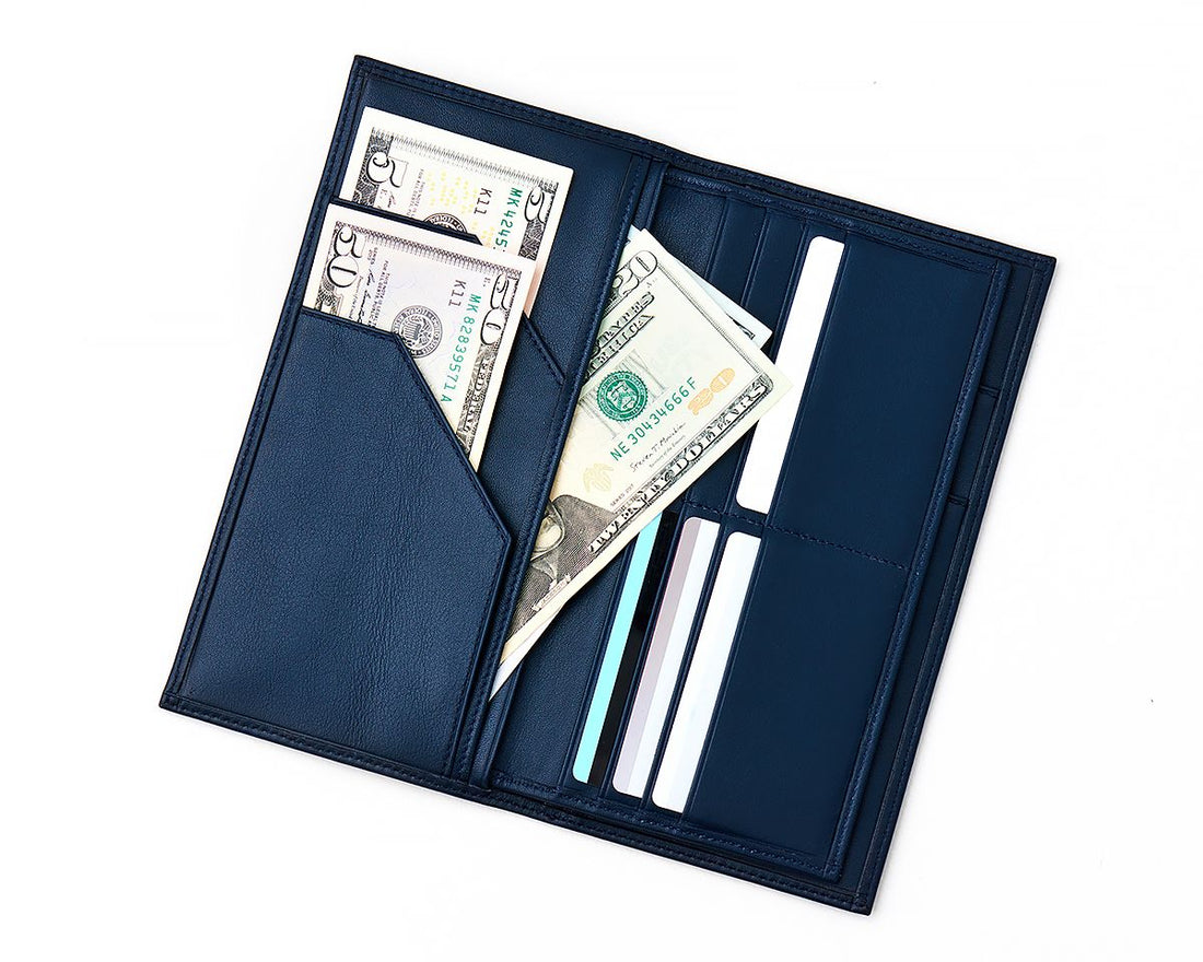 Dayanıklı deri RFID korumalı el yapımı erkek seyahat cüzdanı, güvenilir ve sağlam tasarıma sahip.